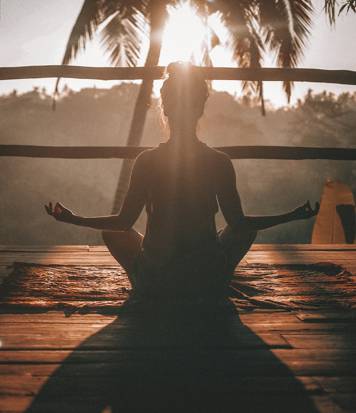 Meditation outdoors in tranquil morning light